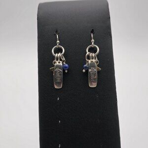 Sterling Silver Believe Word Star Stone Dangle Earrings A3407